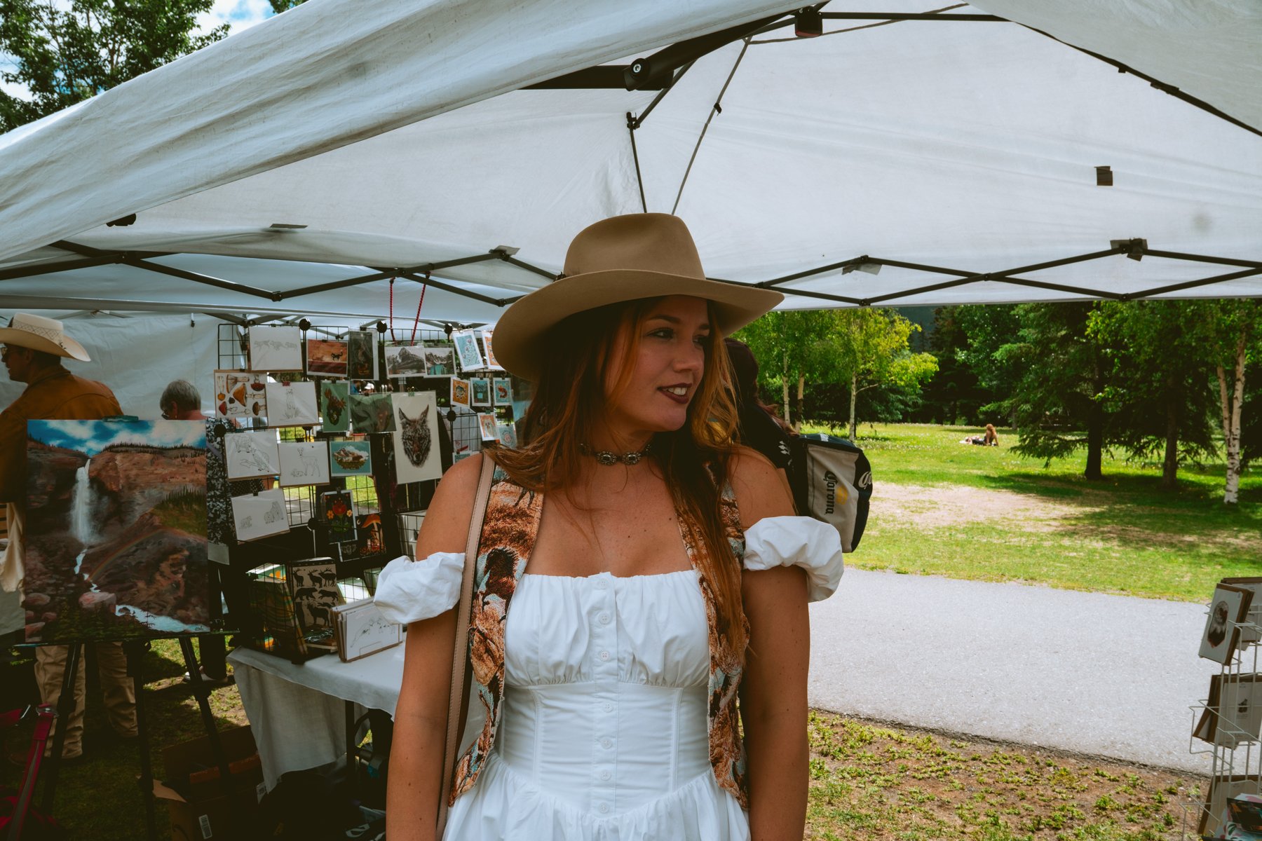 An artist at an outdoor art stall